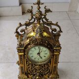Gilt brass gothic mantle clock