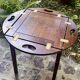 Table basse de bateau vintage pliante en bois et laiton