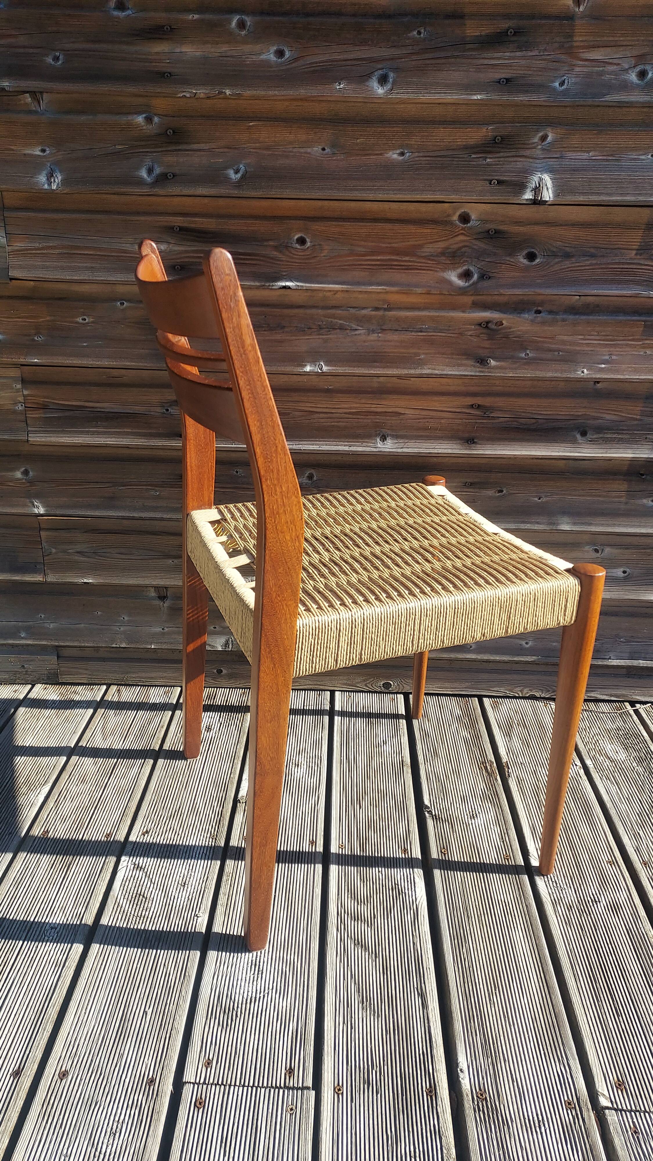 6 elegant vintage 1960s Danish rope chairs