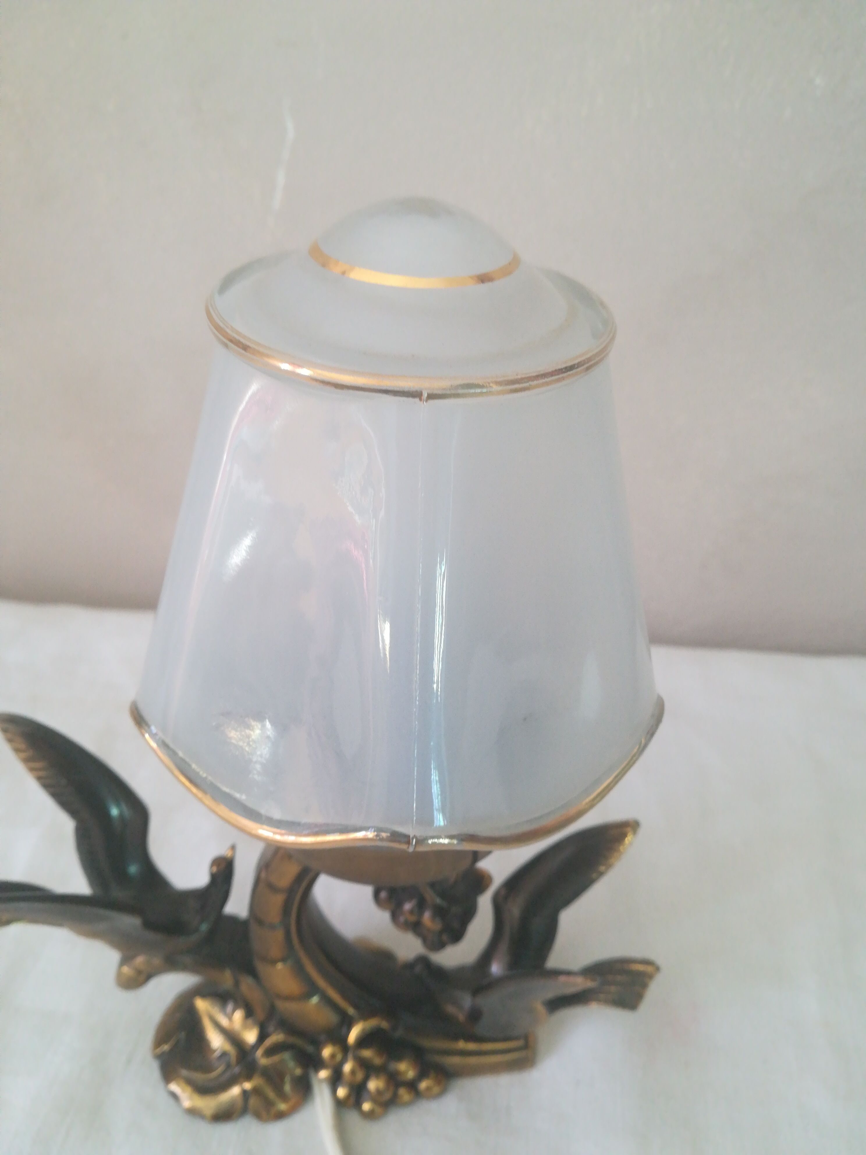 Lampe art déco avec oiseaux