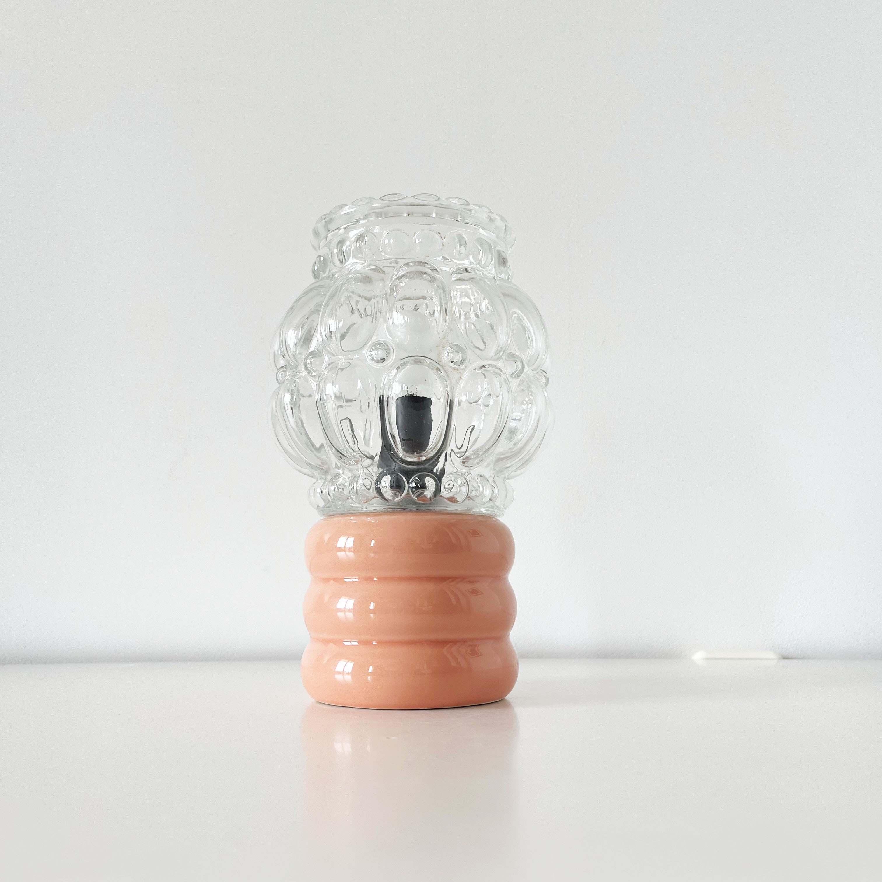 Ceramic lamp and glass globe 1970