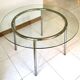 Table ronde design 1970 en verre et métal