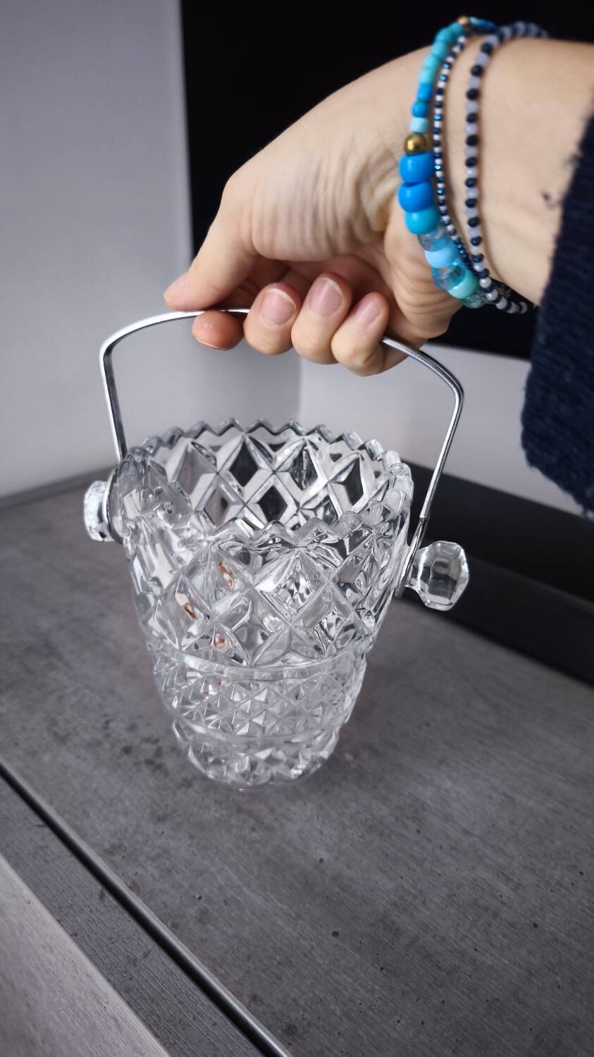 Vintage crystal ice bucket