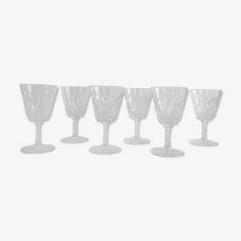 6 vintage molded glass foot glasses from the years 60