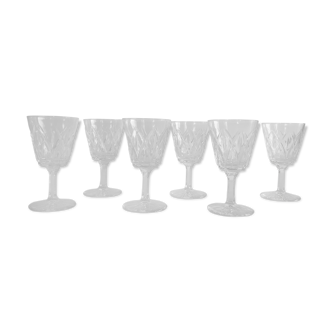 6 vintage molded glass foot glasses from the years 60