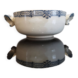 Butterfly ear bowl in iron clay with blue patterns
