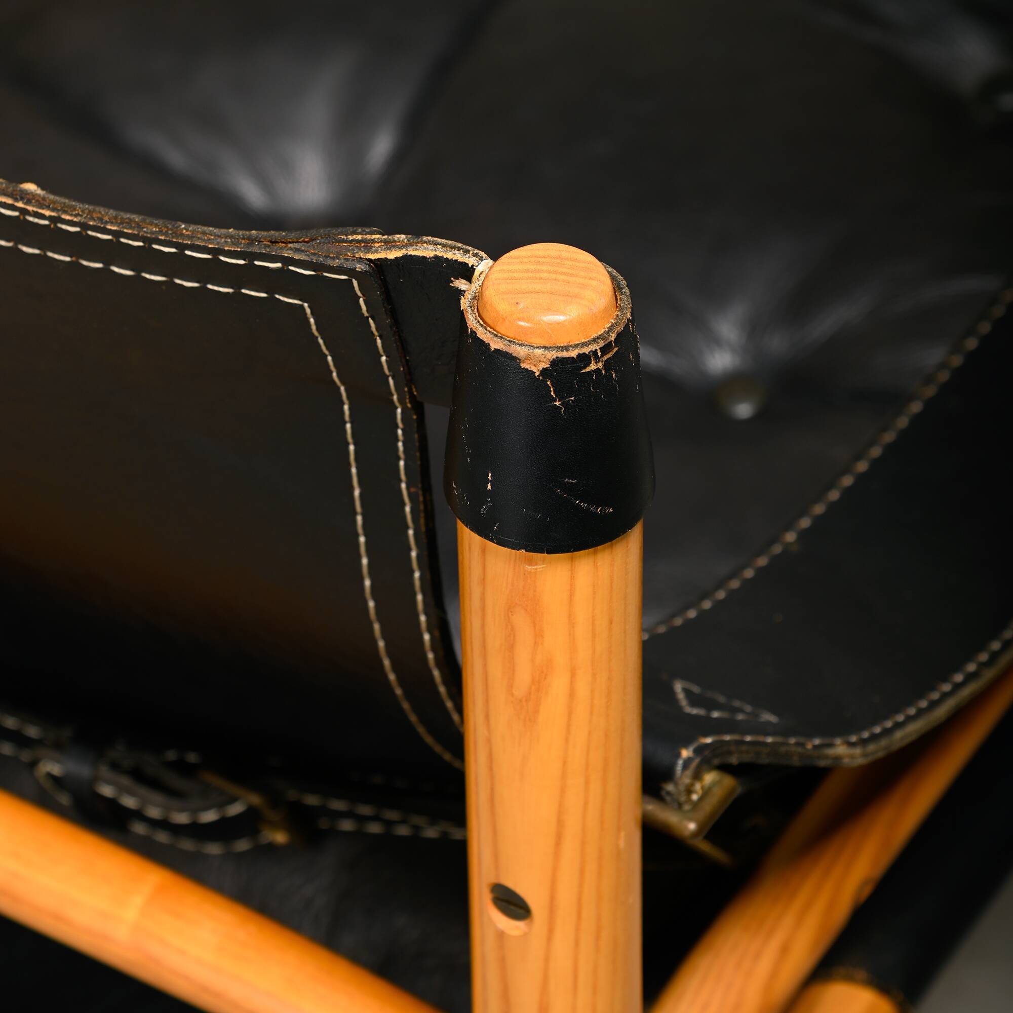 Arne Norell Sirocco Safari Lounge Chairs in Black Leather and Ash, Sweden