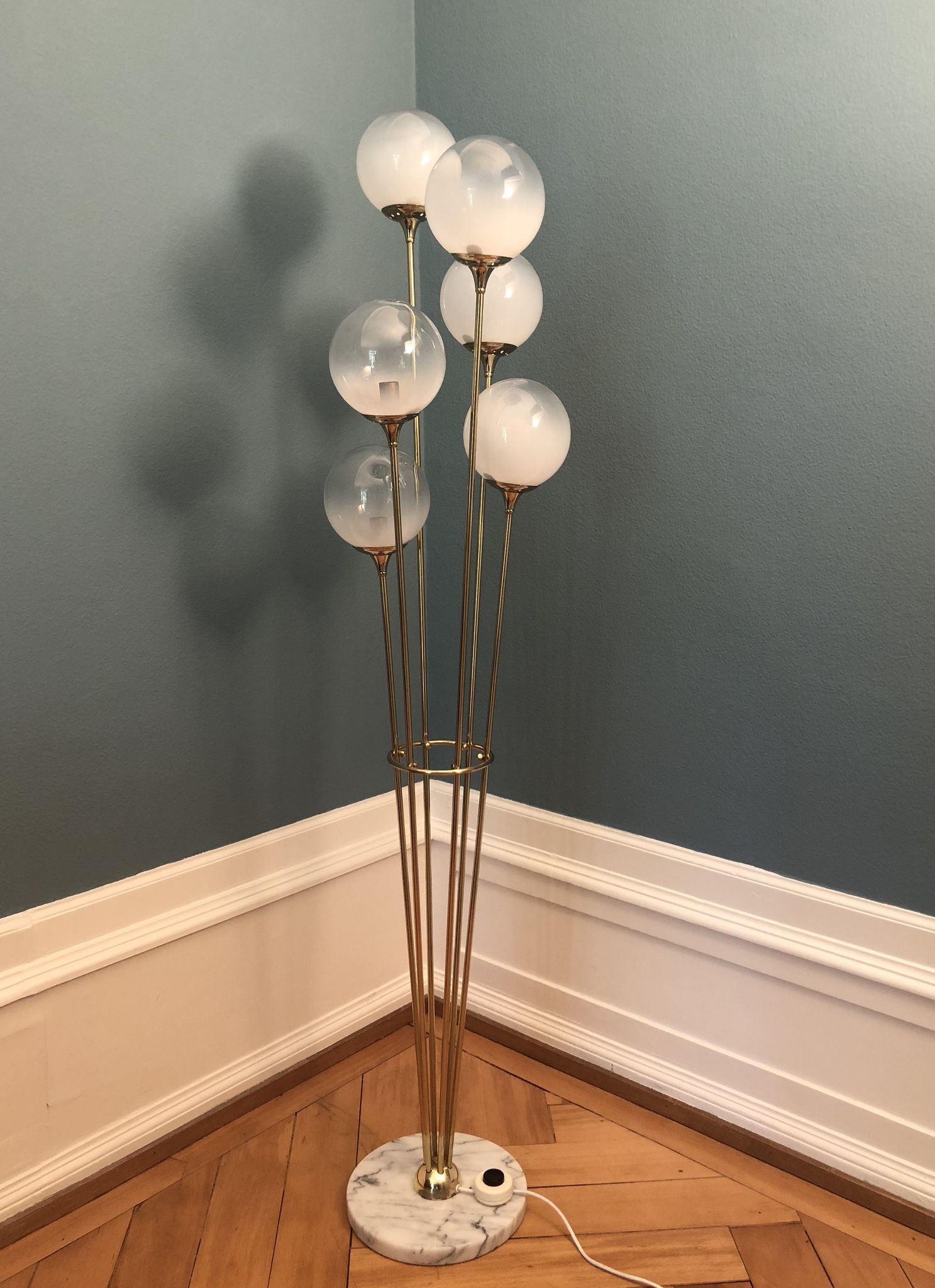 Italian Alberello brass & murano floor lamp