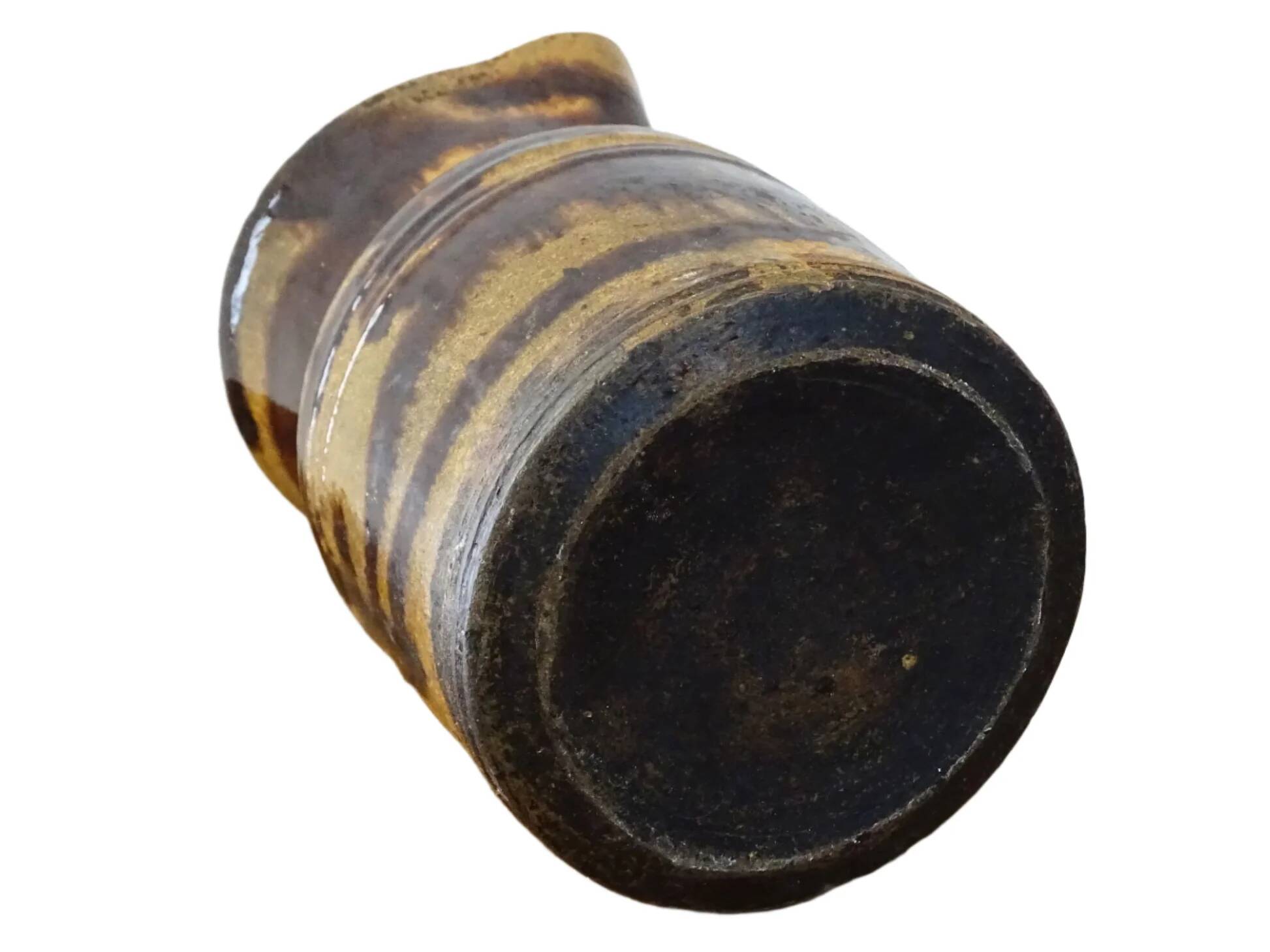 Cruche ancienne en céramique française de Dieulefit, à glace brune