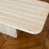 Minimalist design coffee table in unbleached travertine stone