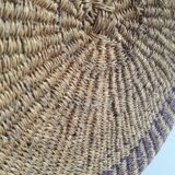 Antique leather wicker basket with handle