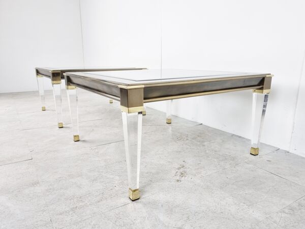 Tables d’appoint vintage en lucite et laiton, années 1980