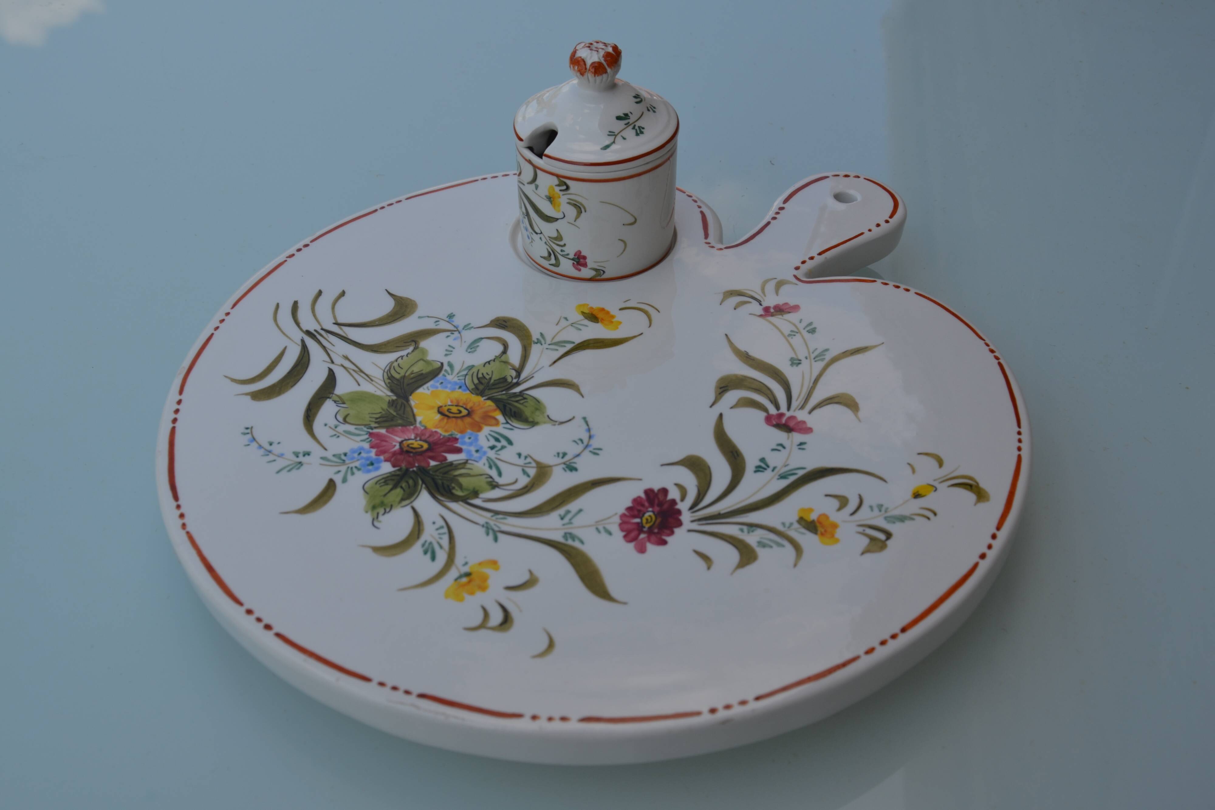 Plateau en céramique italien avec pot