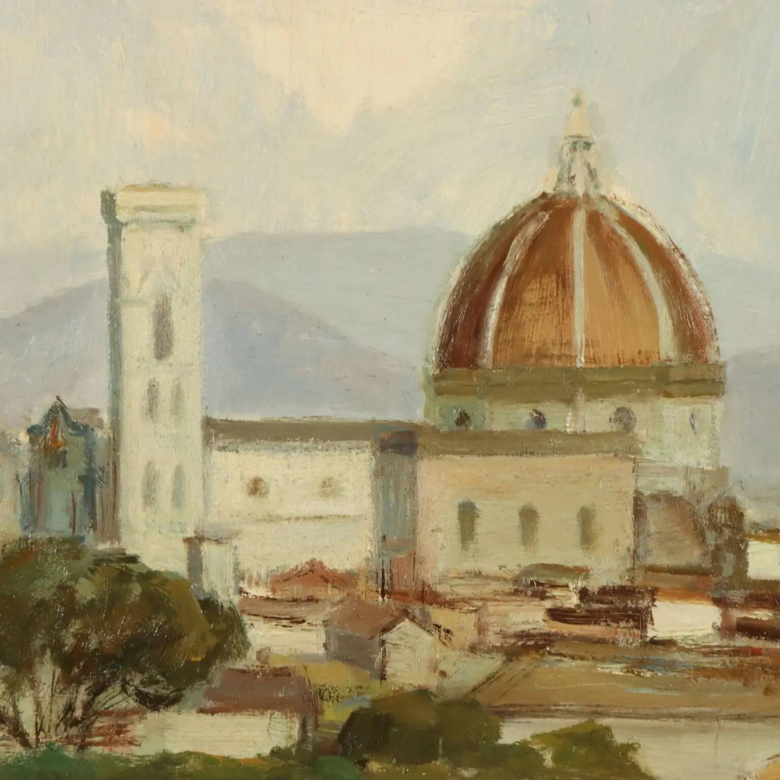 Peinture moderne signée Leonardo Stroppa, vue de Florence '900