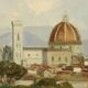 Peinture moderne signée Leonardo Stroppa, vue de Florence '900