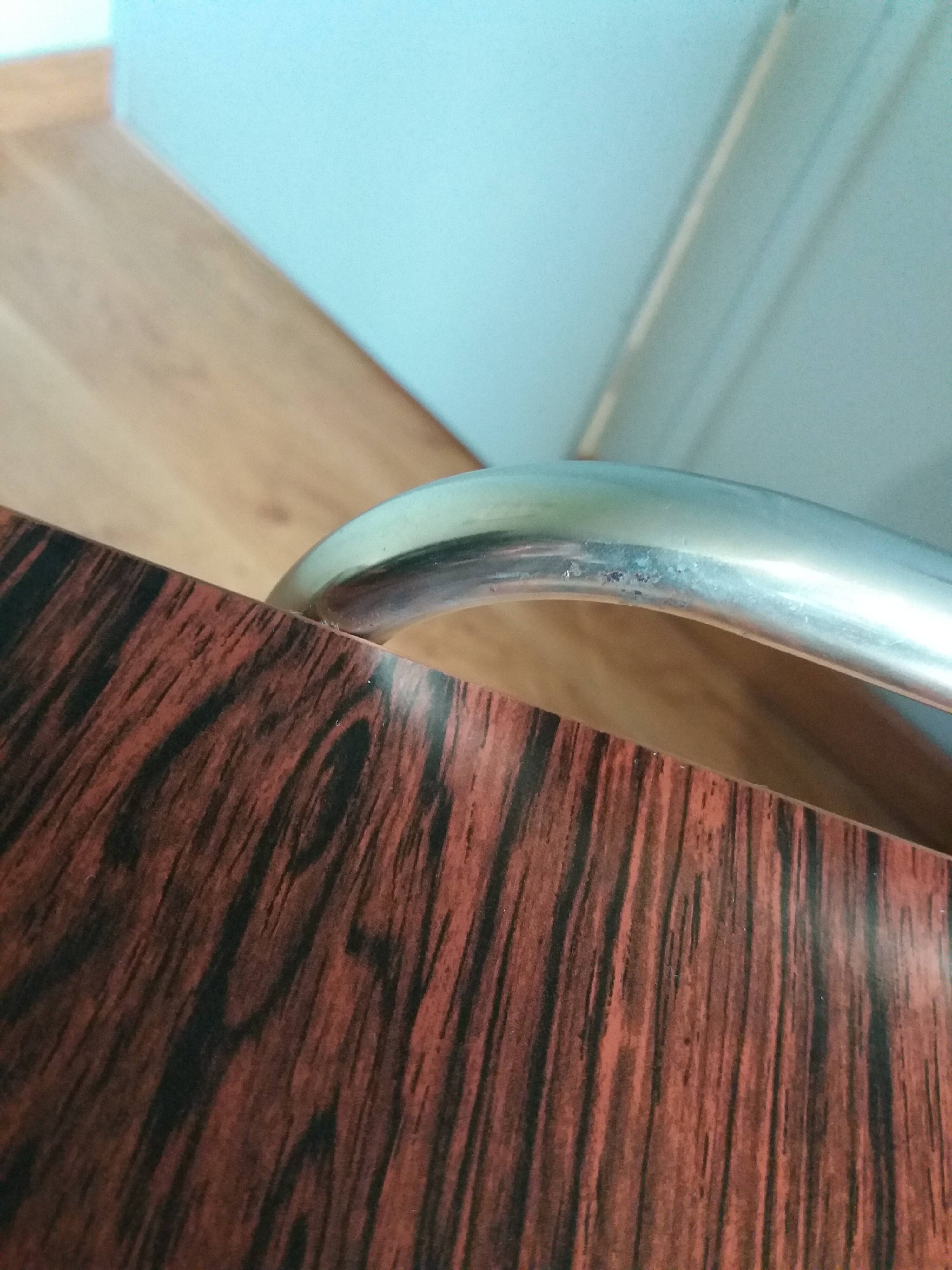 Table trolley for vinyls or magazines in gold metal and formica