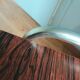 Table trolley for vinyls or magazines in gold metal and formica