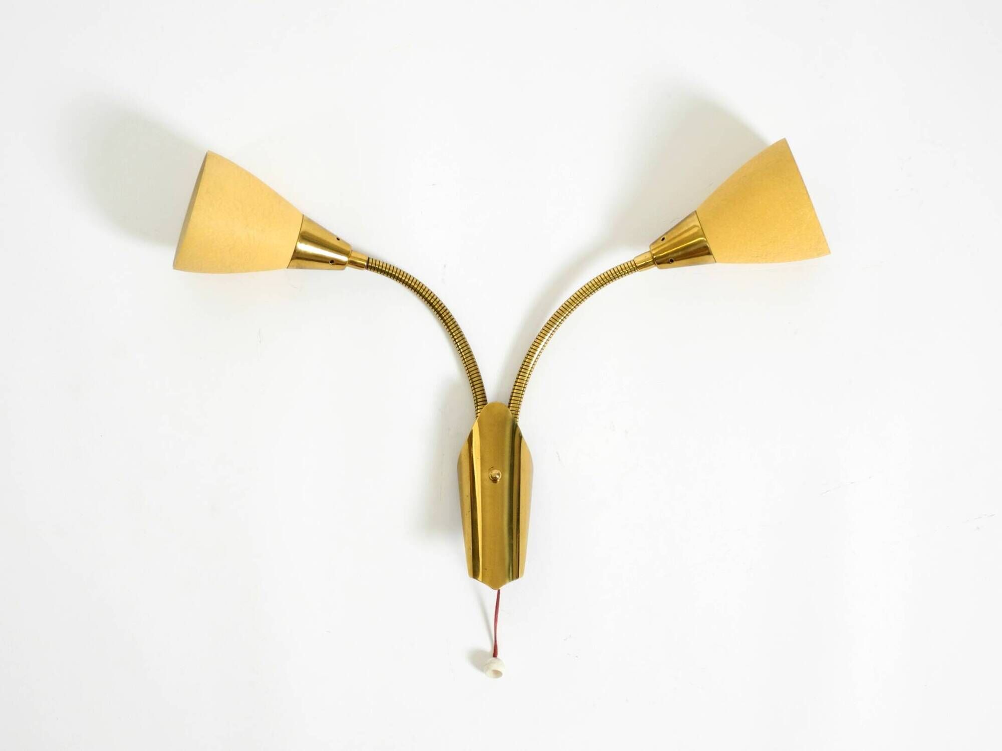 Mid Century unused brass wall lamp with double shade by Cosack Leuchten