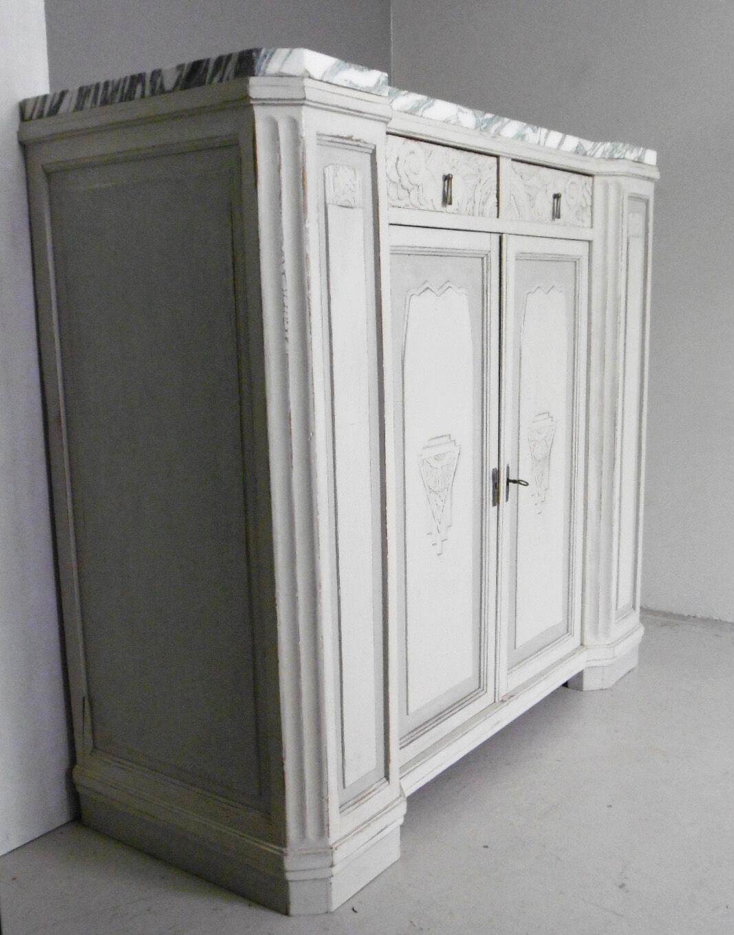 Art deco wood and marble sideboard