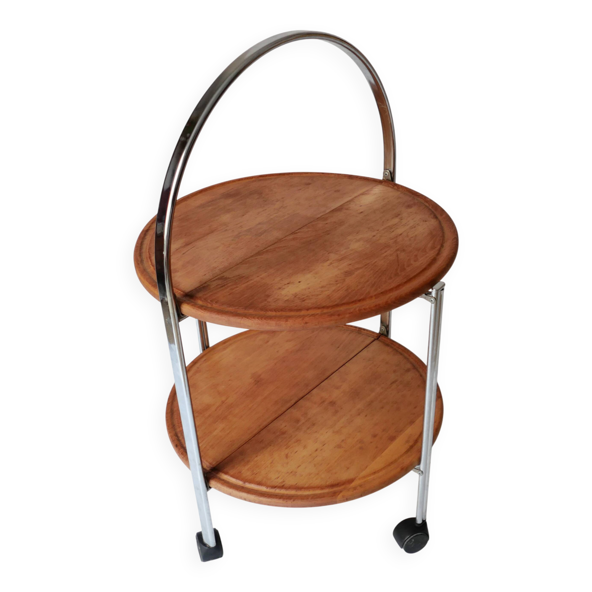 Foldable wooden rolling dessert trolley