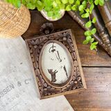 antique carved wooden photo frame