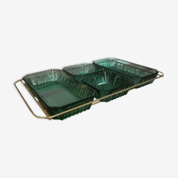 Arcoroc Emerald green and gold aperitif tray