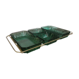 Plateau apéritif Arcoroc vert émeraude et doré