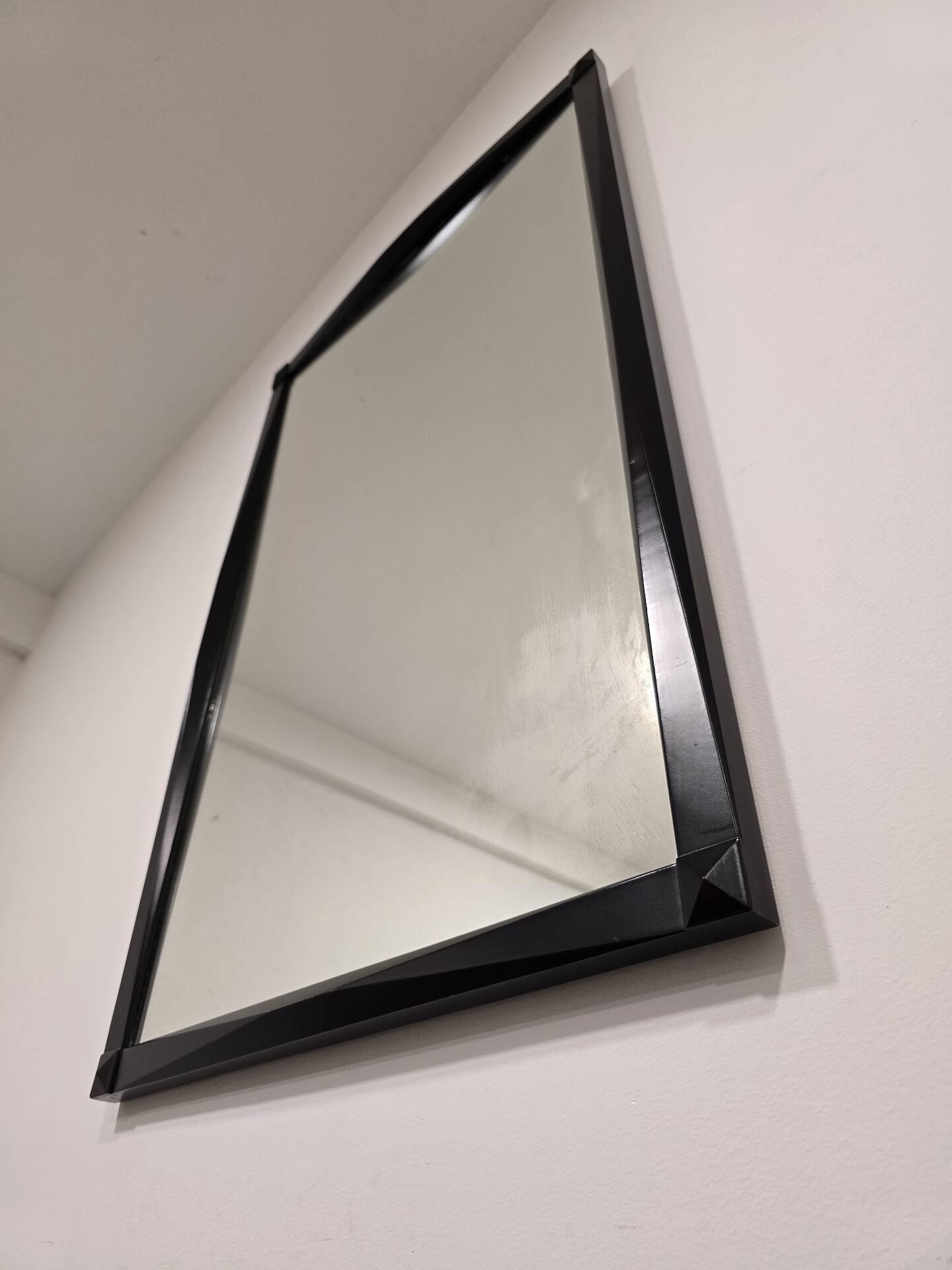 Vintage 1970s Wall Mirror with Black Wooden Frame