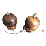 Pair of solid wood ball lamp bases