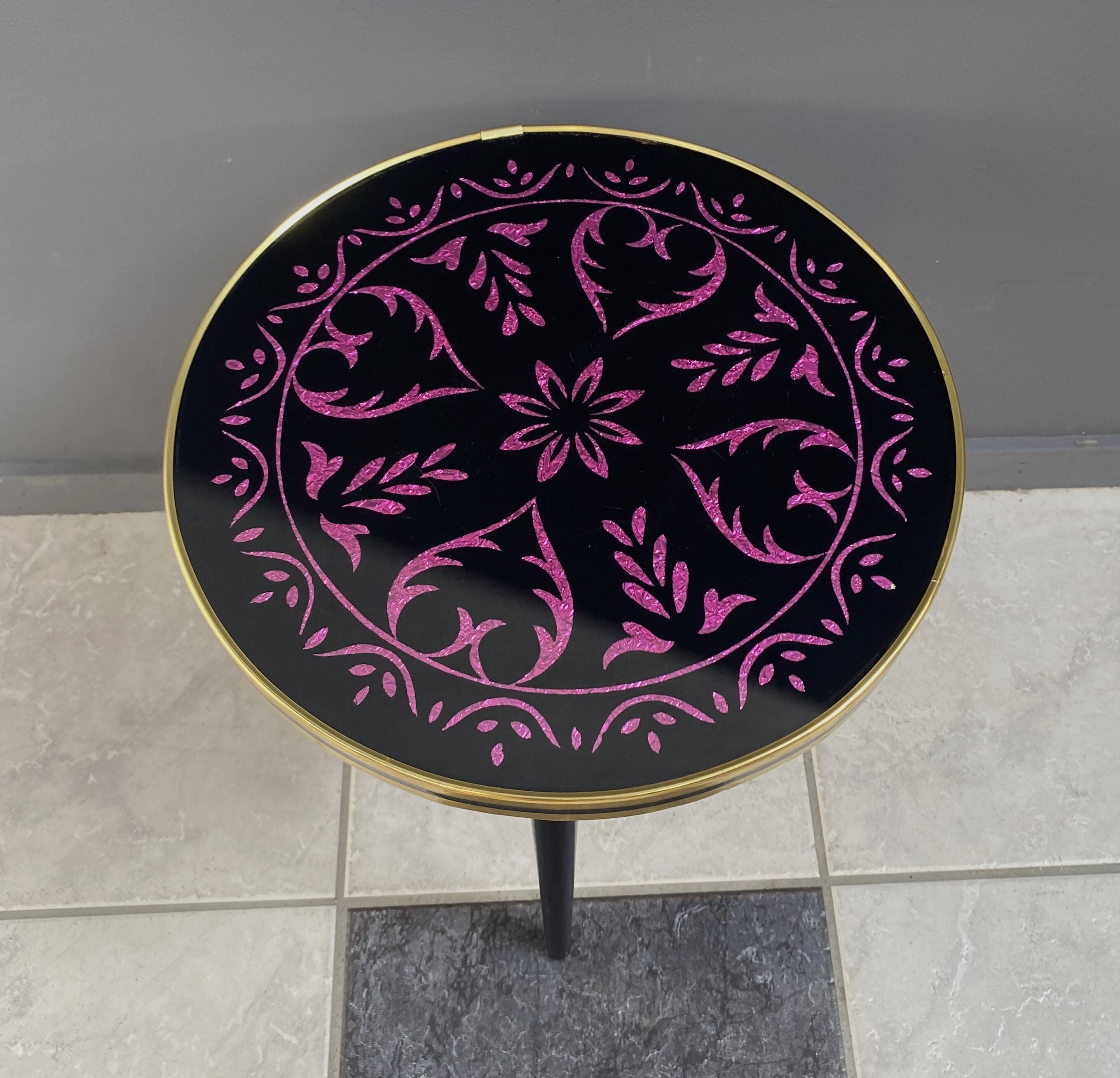 Petite table de plante en verre rond des années 1960