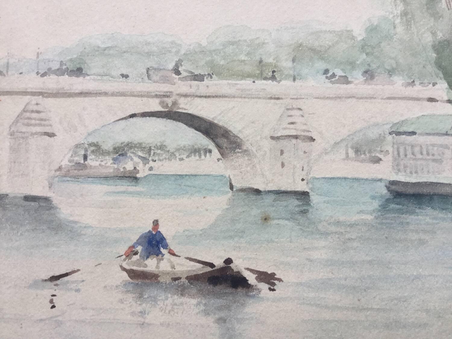 Émile RAISSIGUIER 1851-1932. The Seine at the Pont Neuf, 1884. Watercolour.