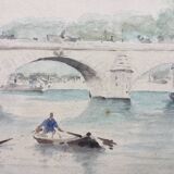 Émile RAISSIGUIER 1851-1932. The Seine at the Pont Neuf, 1884. Watercolour.
