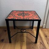 Pair modernist ceramic and metal tables, from the Cloutier Brothers, from the 1960s