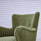 1960s, Danish armchair, original green furniture velour.