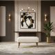 Artisanal Bench in Boucle and Walnut Contemporary Italian Design