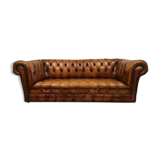 Chesterfield sofa light antique brown leather