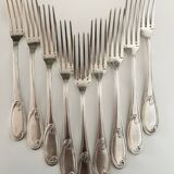 Nine large Ercuis silver-plated forks