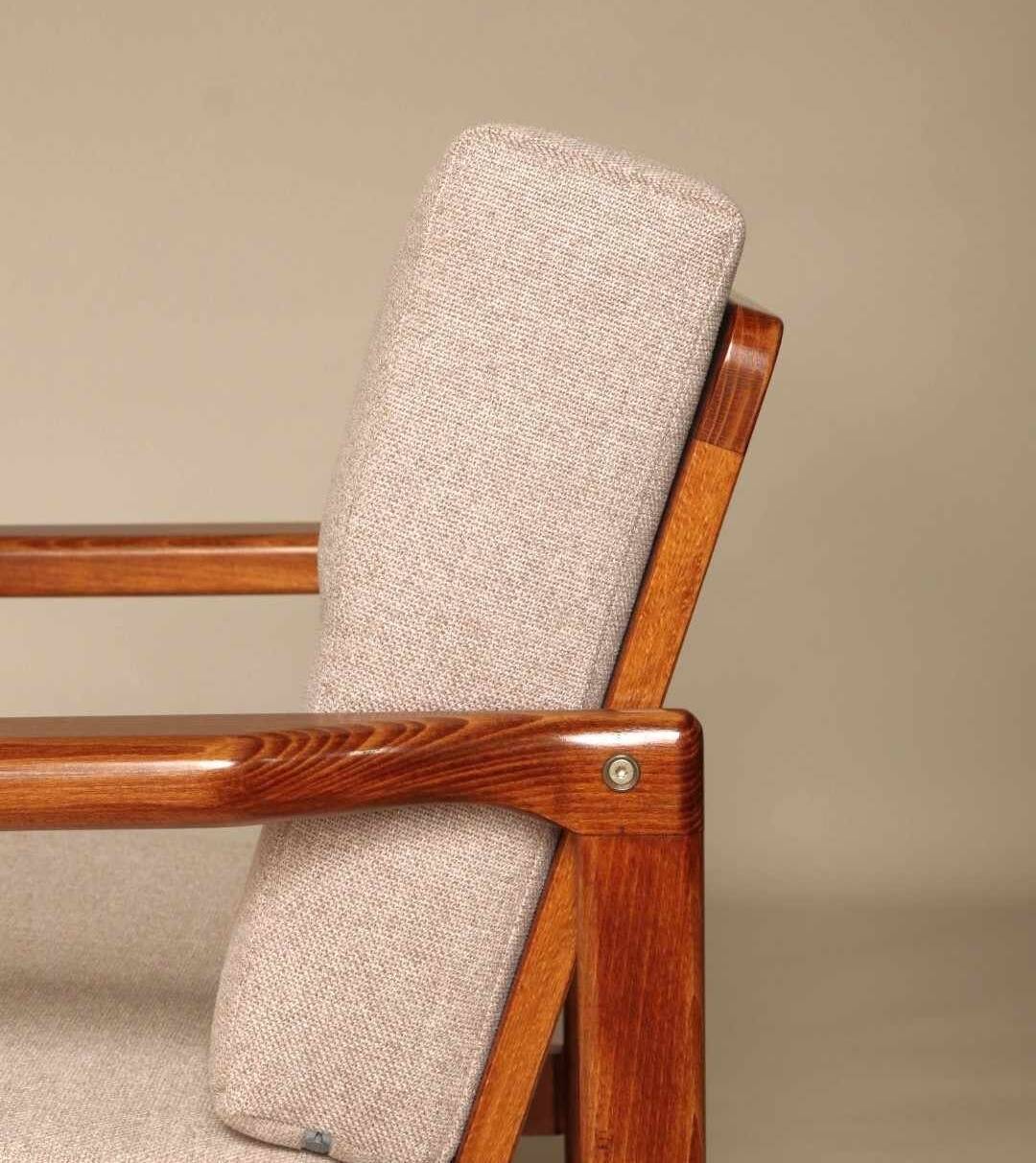 Vintage Armchair Beige Upholstery Scandinavian Design