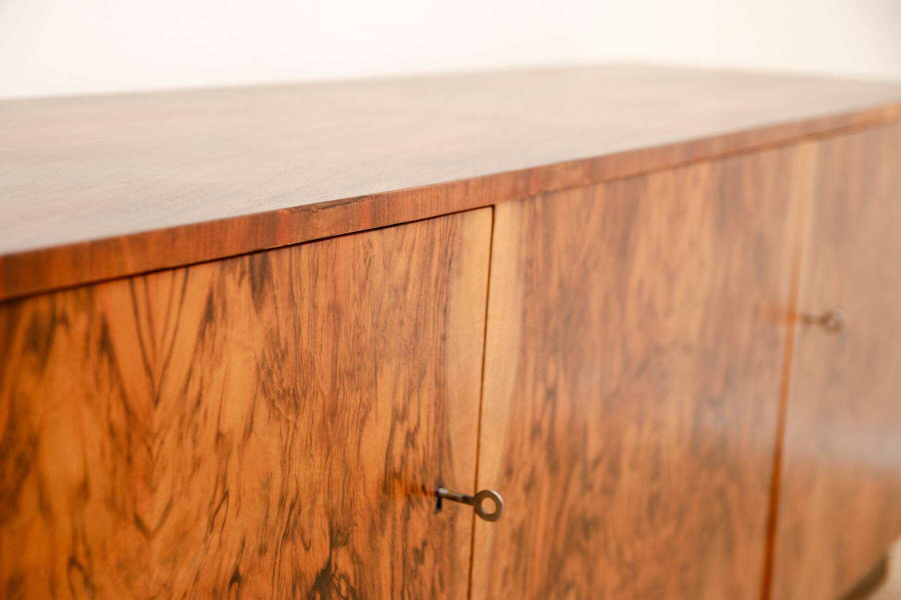 Fully renovated art deco walnut sideboard, 1930s, czechoslovakia