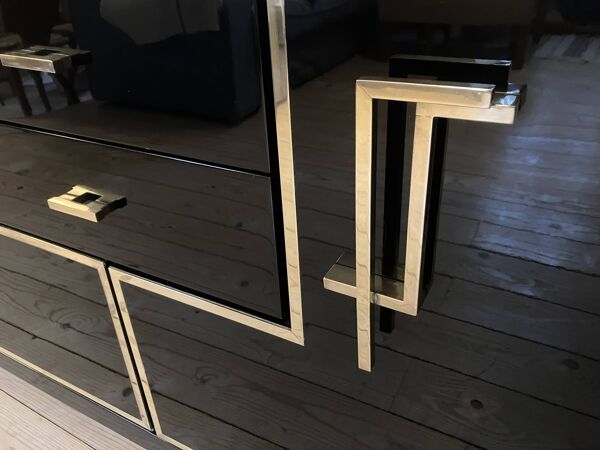 Buffet enfilade des années 1970 laqué noir