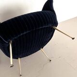 Italian Armchair with Brass Legs reupholstered in Magnificent Velvet