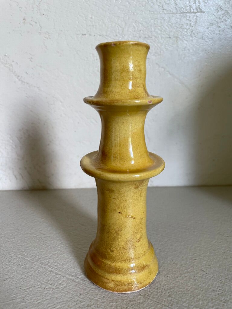 Ceramic candle holder Tamegroute yellow new