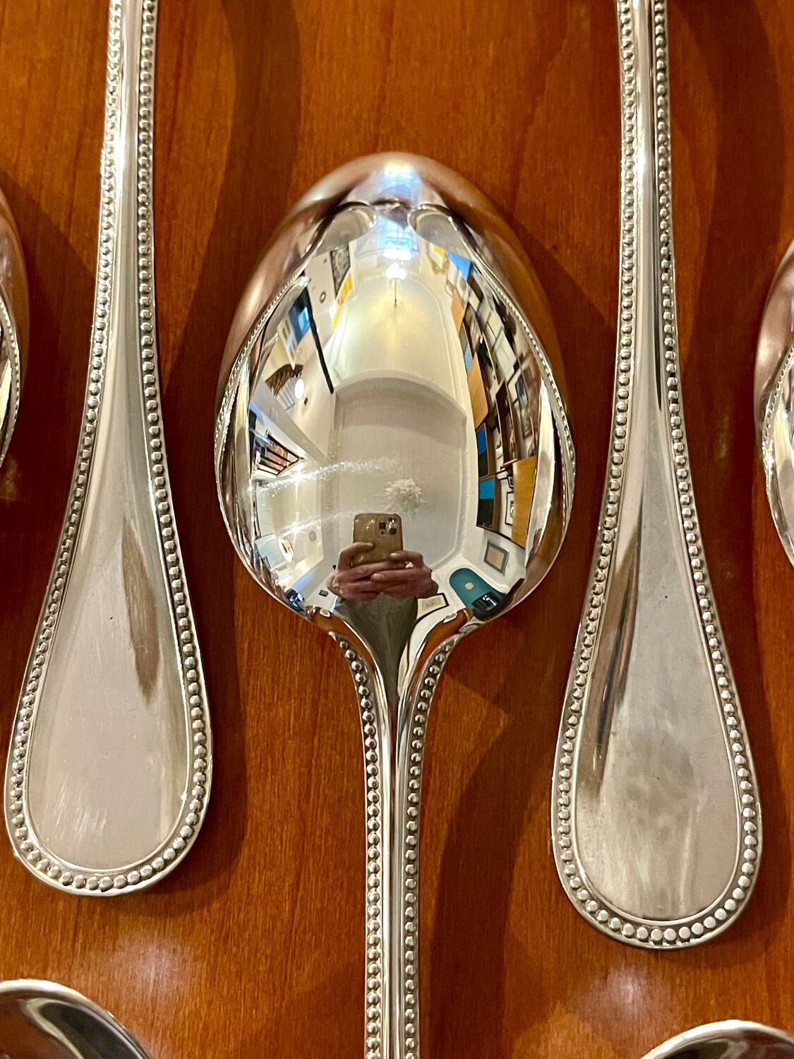 Christofle perles 12 table spoons near new condition 20.5 cm