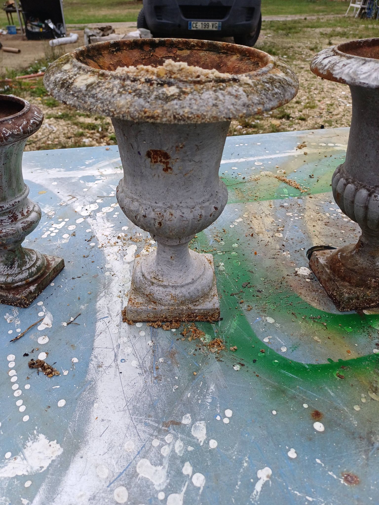Lot of 6 Medici Cast Iron Vases from Charleville - Mézières 1900