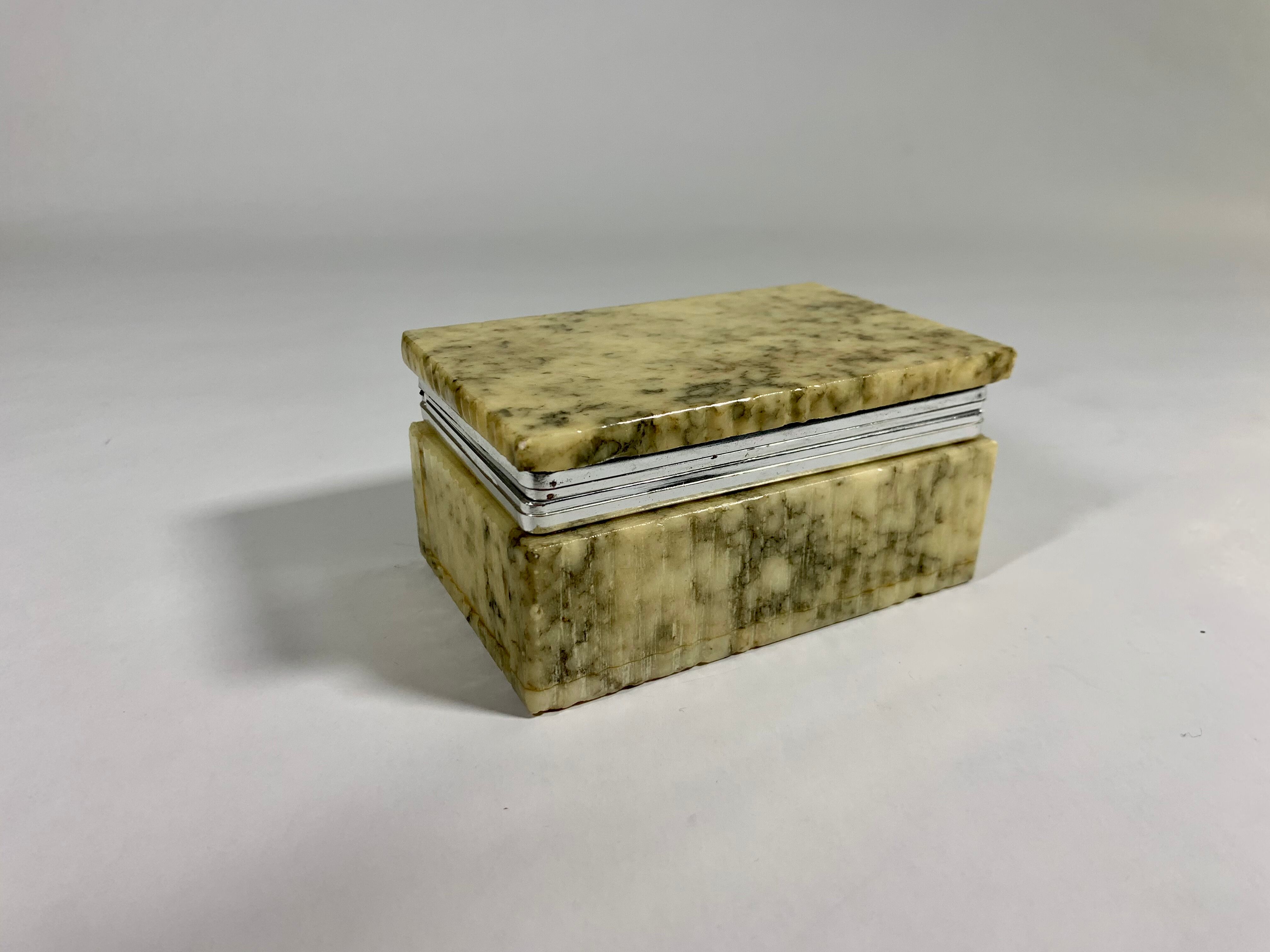 Vintage granite jewelry box with green veins