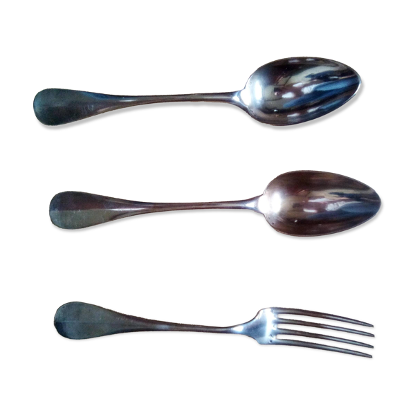 3 couverts de table en métal argenté, XIXème s.