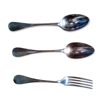 3 couverts de table en métal argenté, XIXème s.