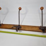 Old wall coat rack "bistrot" 1900, three hooks, 50 cm