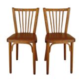 Paire de chaises bistrot baumann des années skai brun