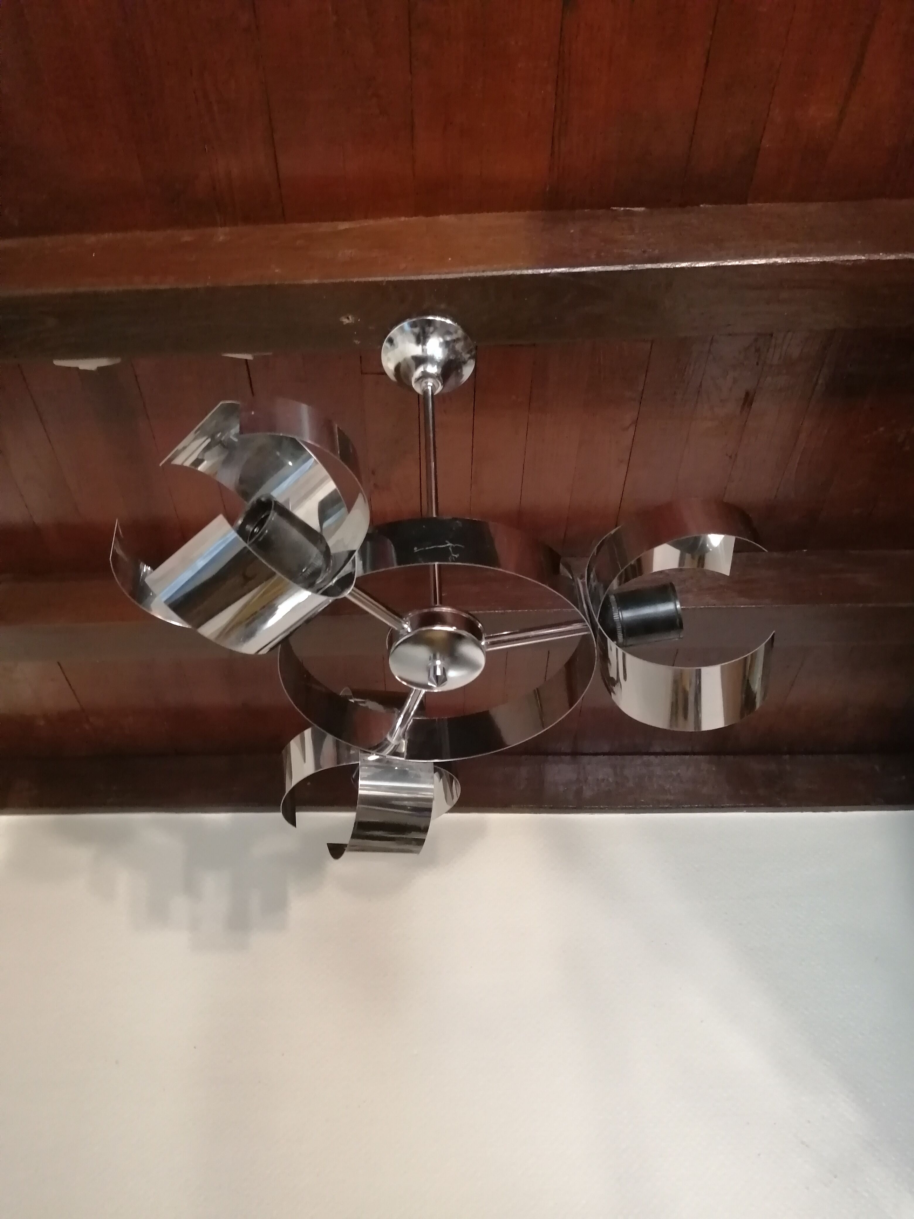 Space age design chandelier in vintage chromed metal year 70